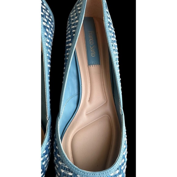 Franco‎ Sarto Blue Darcy Pump Heels Shoes US 9.5M Woven Fabric Kitten Heel Vogue - Picture 3 of 10